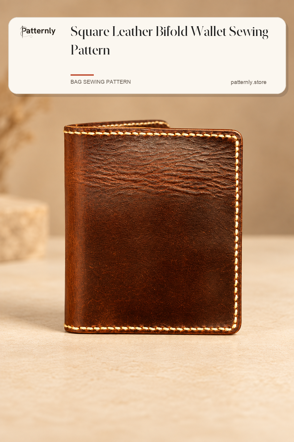 Square Leather Bifold Wallet Sewing Pattern cover