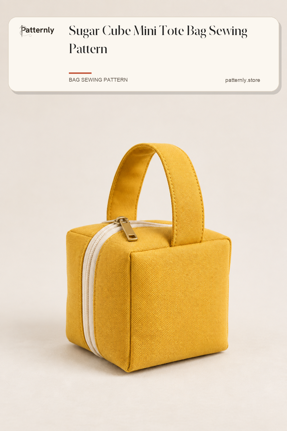 Sugar Cube Mini Tote Bag Sewing Pattern — finished bag sewing pattern preview