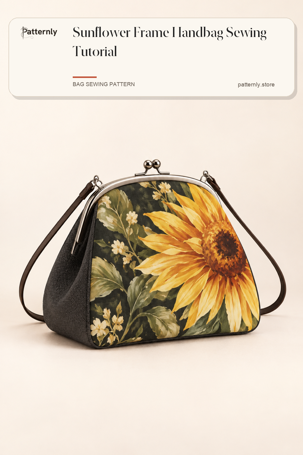 Sunflower Frame Handbag Sewing Tutorial — finished bag sewing pattern preview