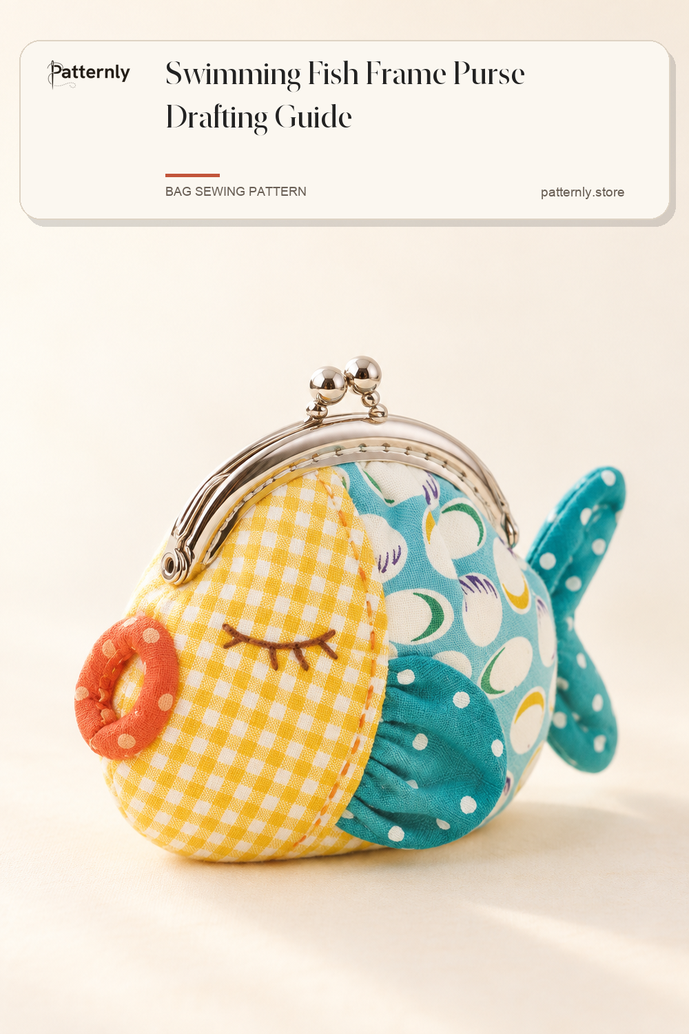 Swimming Fish Frame Purse Drafting Guide — finished bag sewing pattern preview