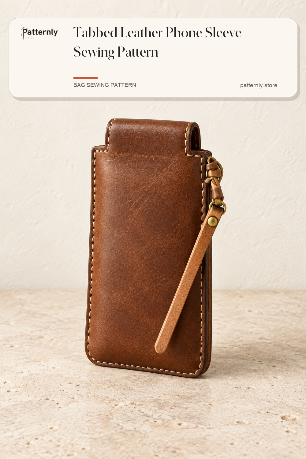 Tabbed Leather Phone Sleeve Sewing Pattern cover
