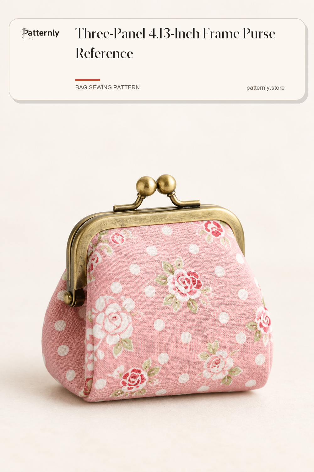 Three-Panel 4.13-Inch Frame Purse Reference — finished bag sewing pattern preview
