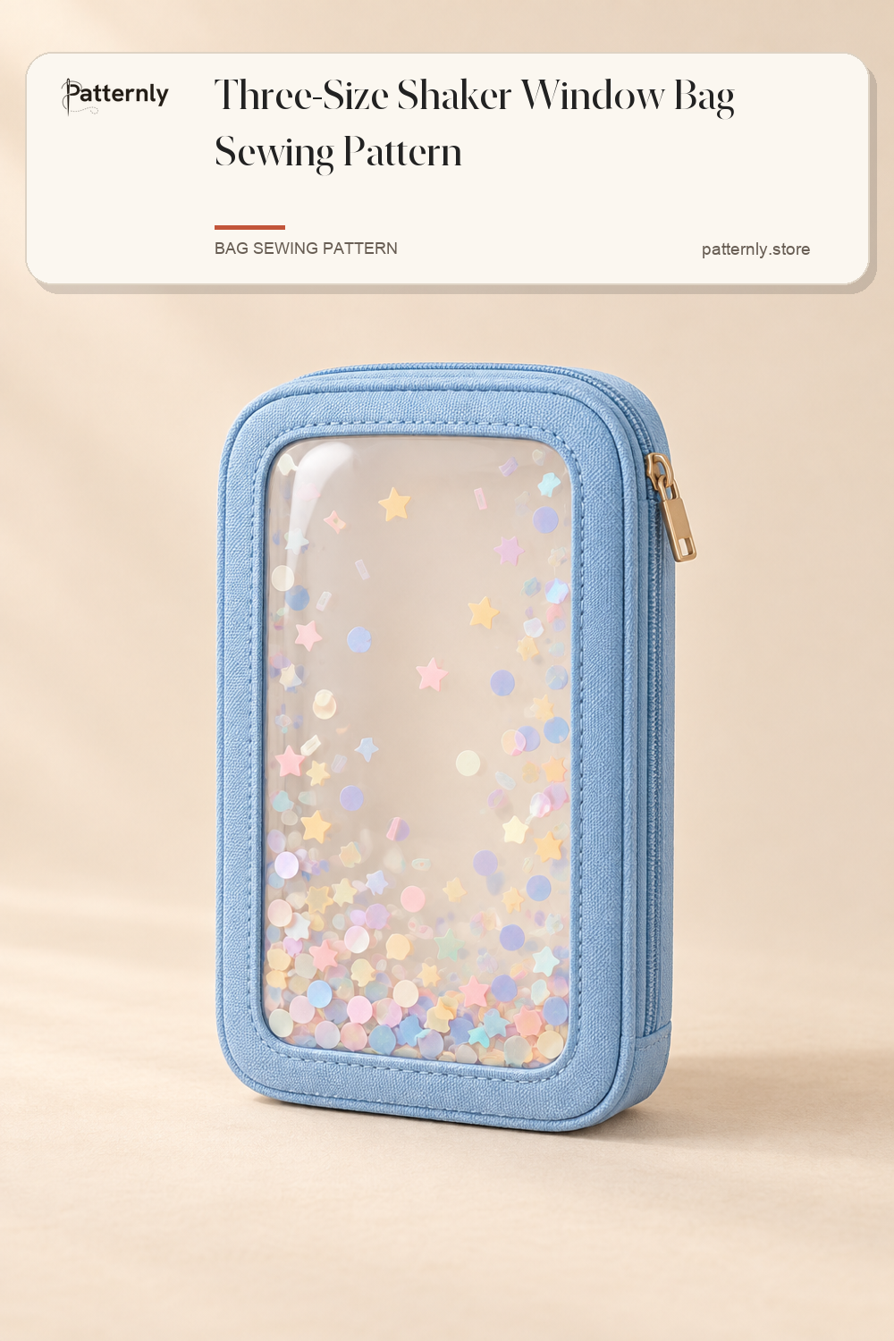 Three-Size Shaker Window Bag Sewing Pattern — finished bag sewing pattern preview