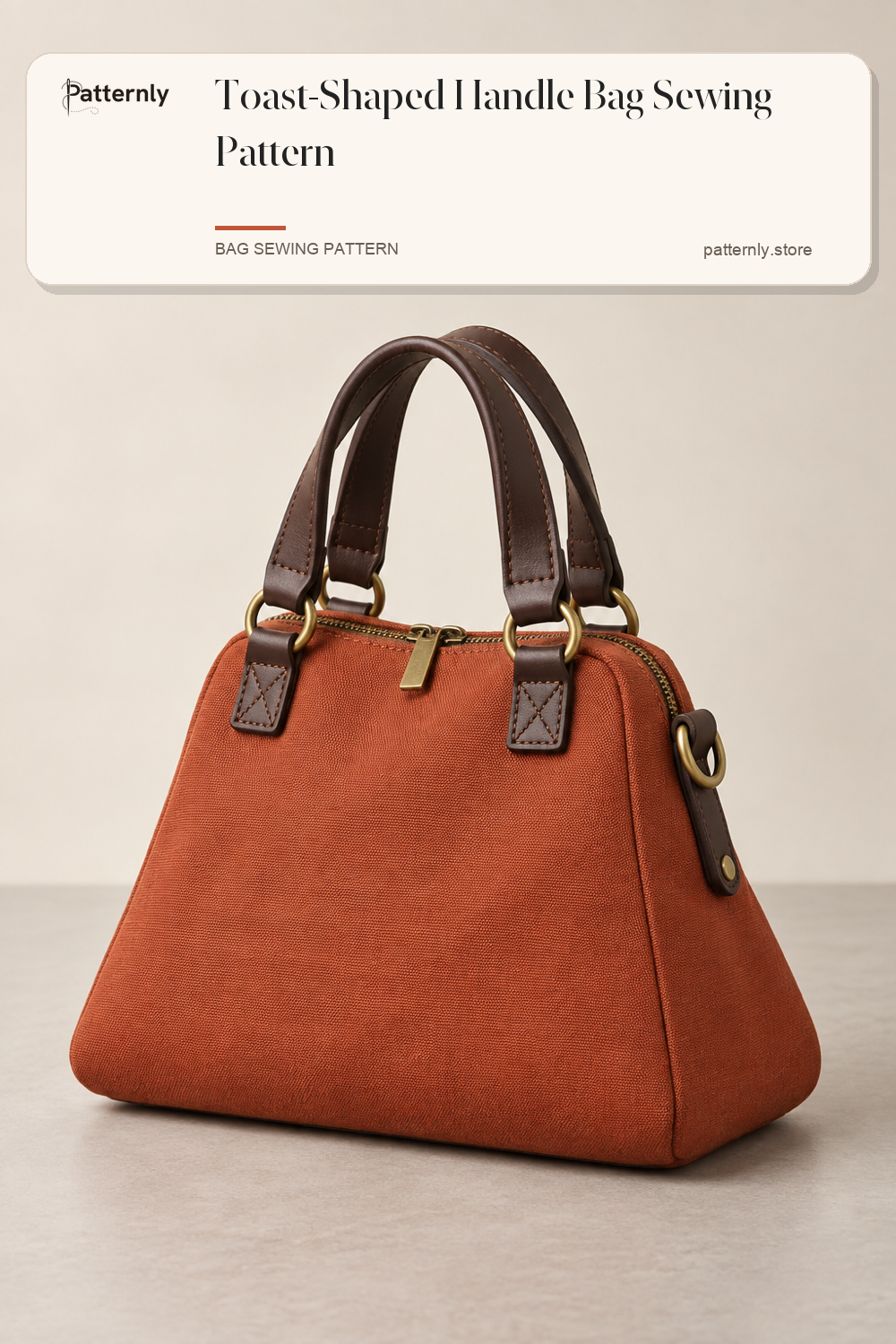 Toast-Shaped Handle Bag Sewing Pattern — finished bag sewing pattern preview
