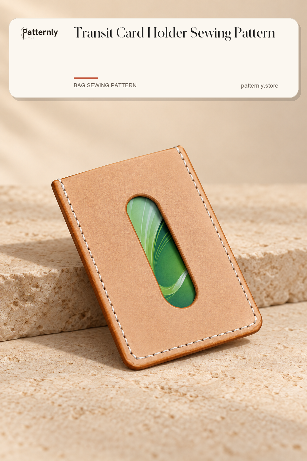 Transit Card Holder Sewing Pattern — finished leather accessory sewing pattern preview