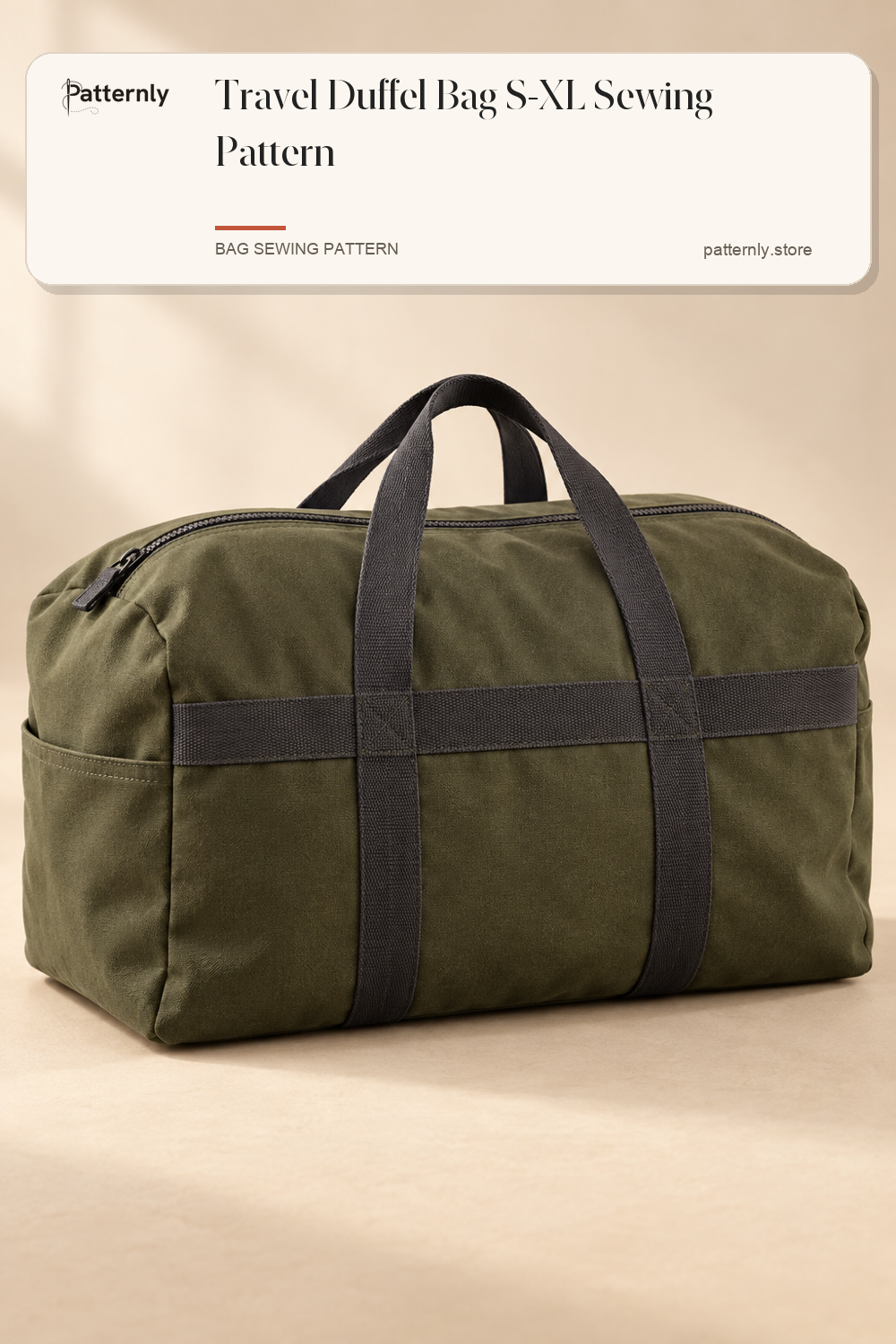 Travel Duffel Bag S-XL Sewing Pattern — finished bag sewing pattern preview