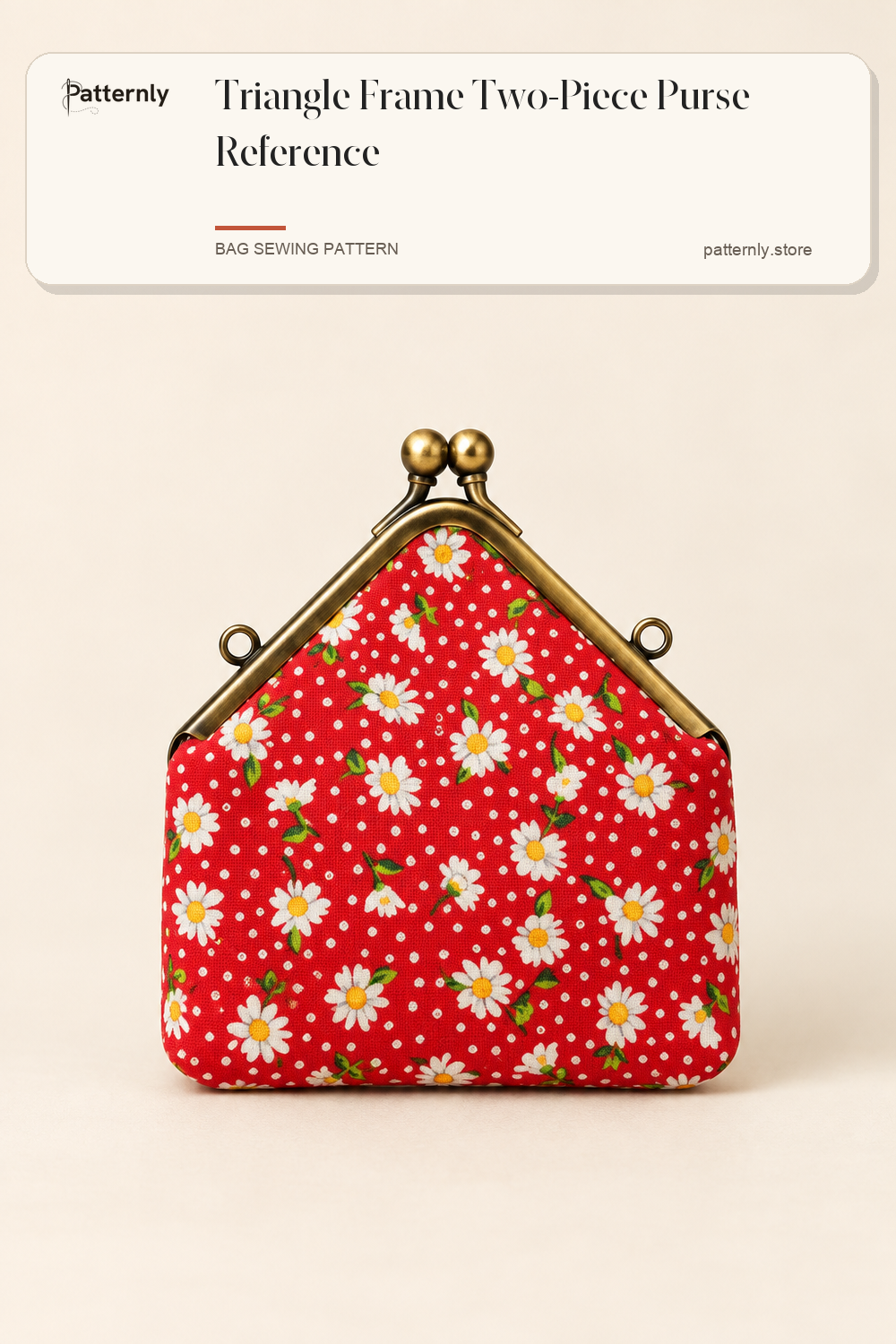 Triangle Frame Two-Piece Purse Reference — finished bag sewing pattern preview