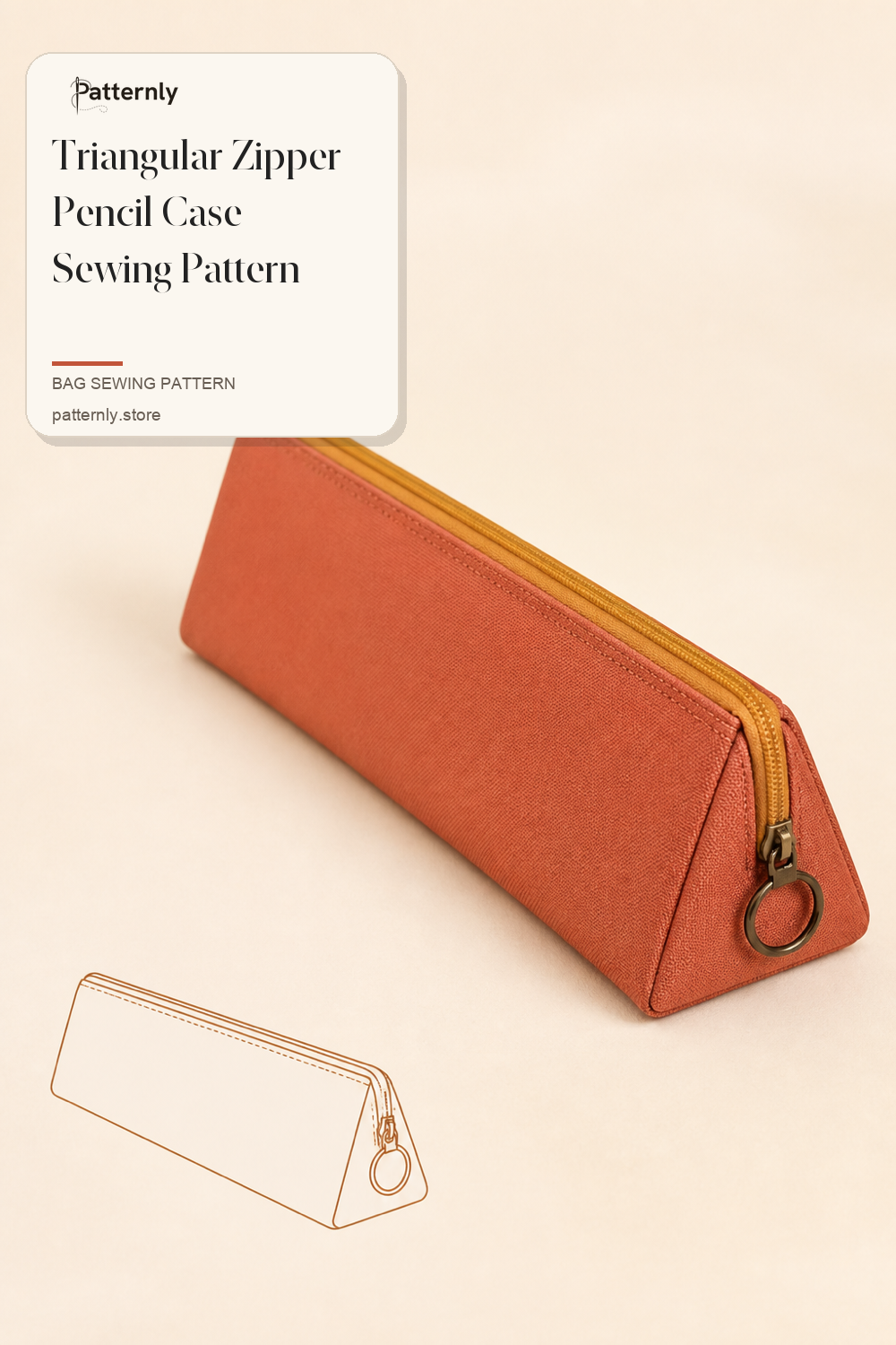 Triangular Zipper Pencil Case Sewing Pattern cover