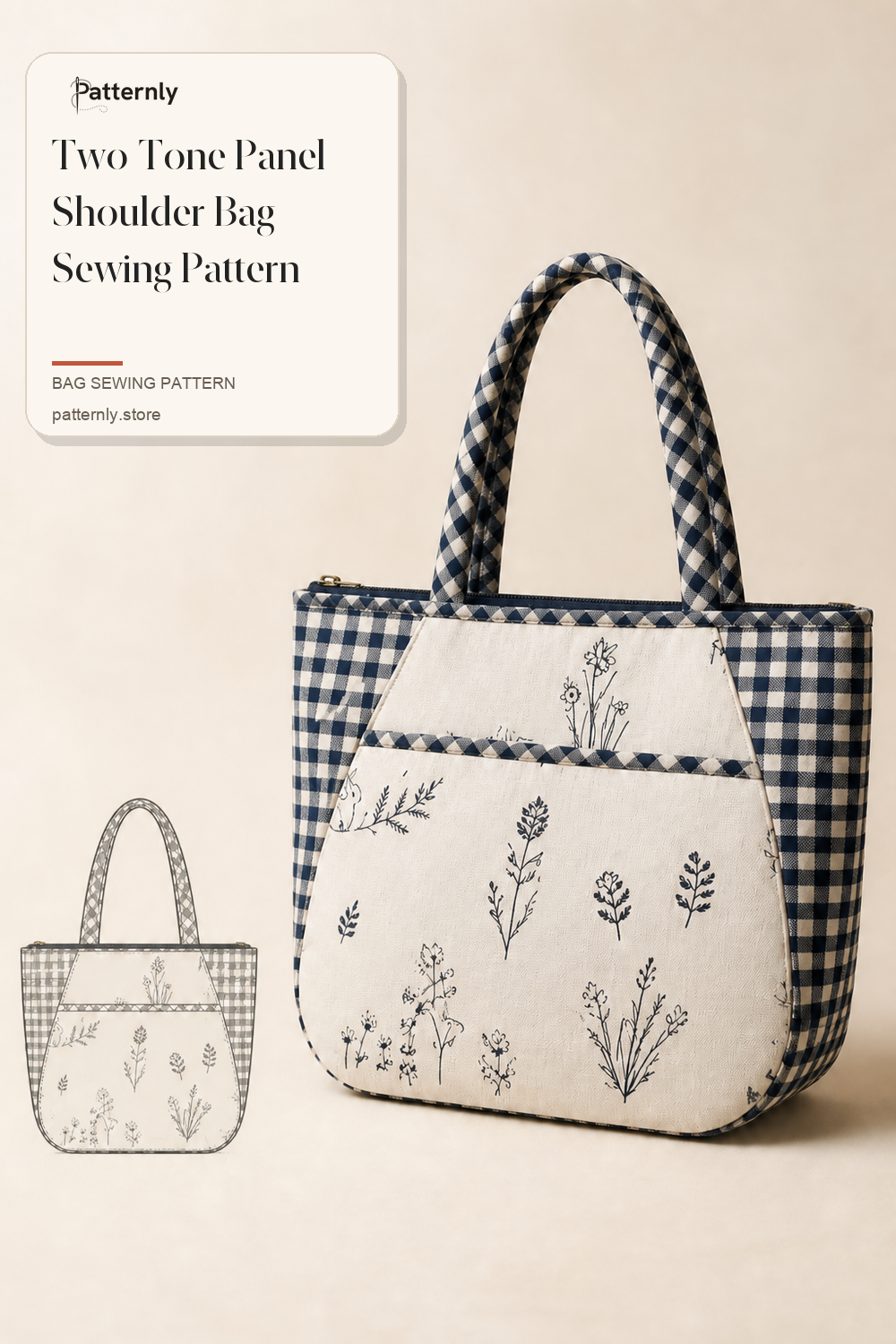 Two-Tone Panel Shoulder Bag Sewing Pattern cover