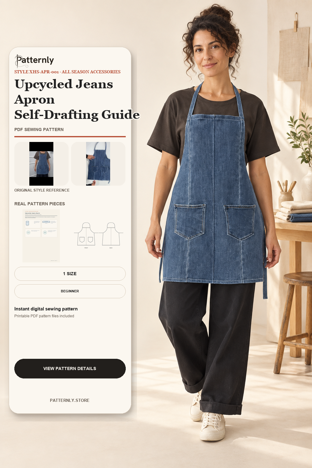 Upcycled Jeans Apron Self-Drafting Guide cover
