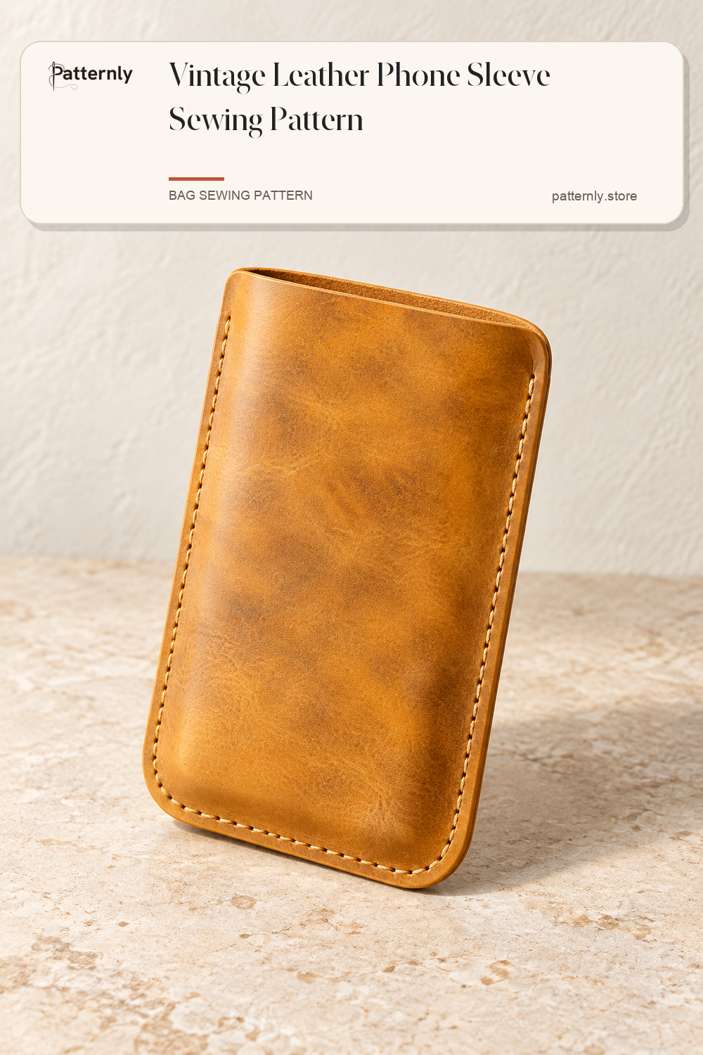 Vintage Leather Phone Sleeve Sewing Pattern cover