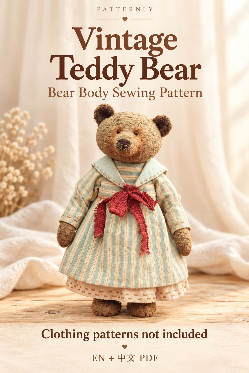 Vintage Teddy Bear Body Sewing Pattern cover