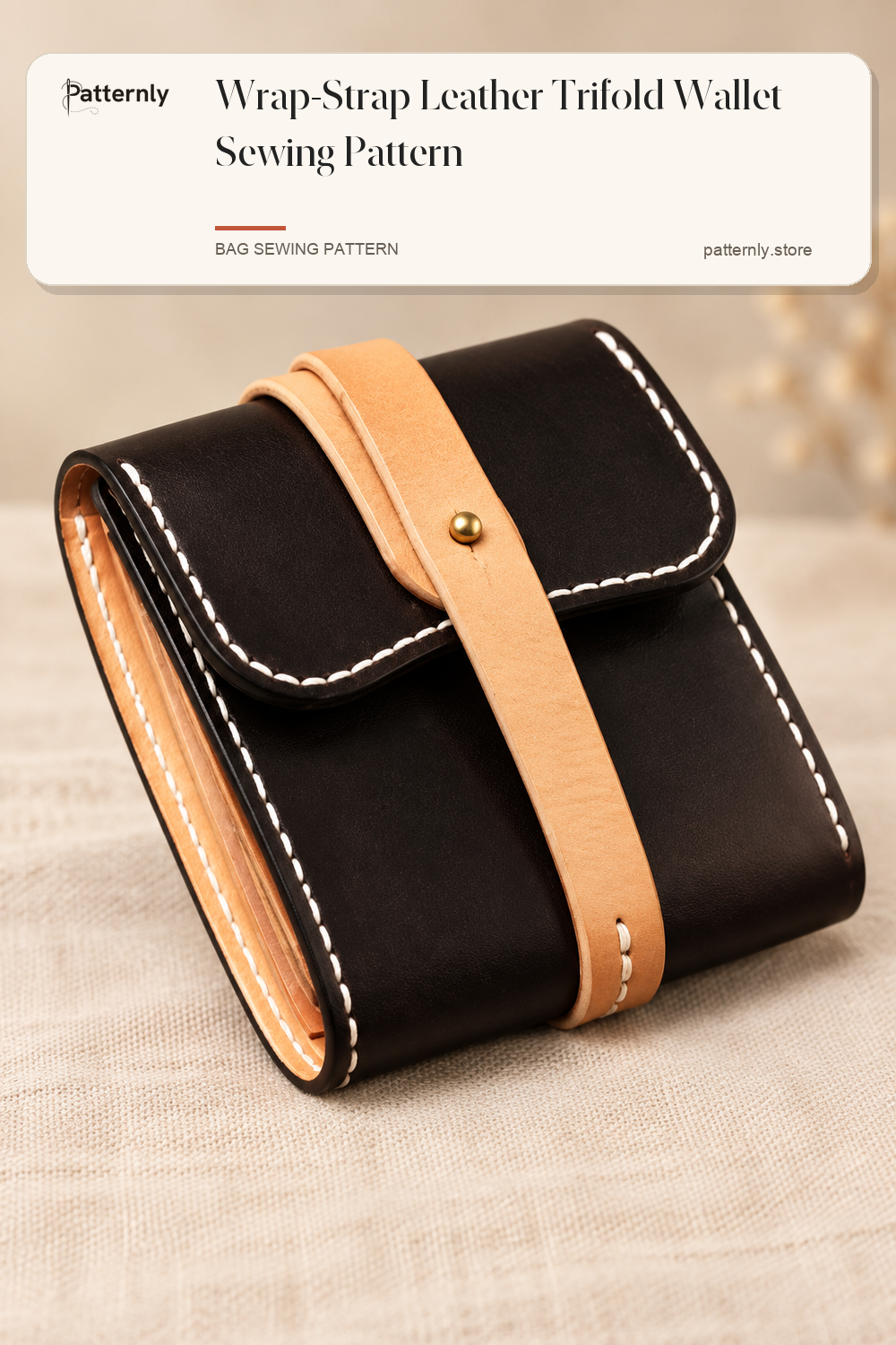 Wrap-Strap Leather Trifold Wallet Sewing Pattern cover