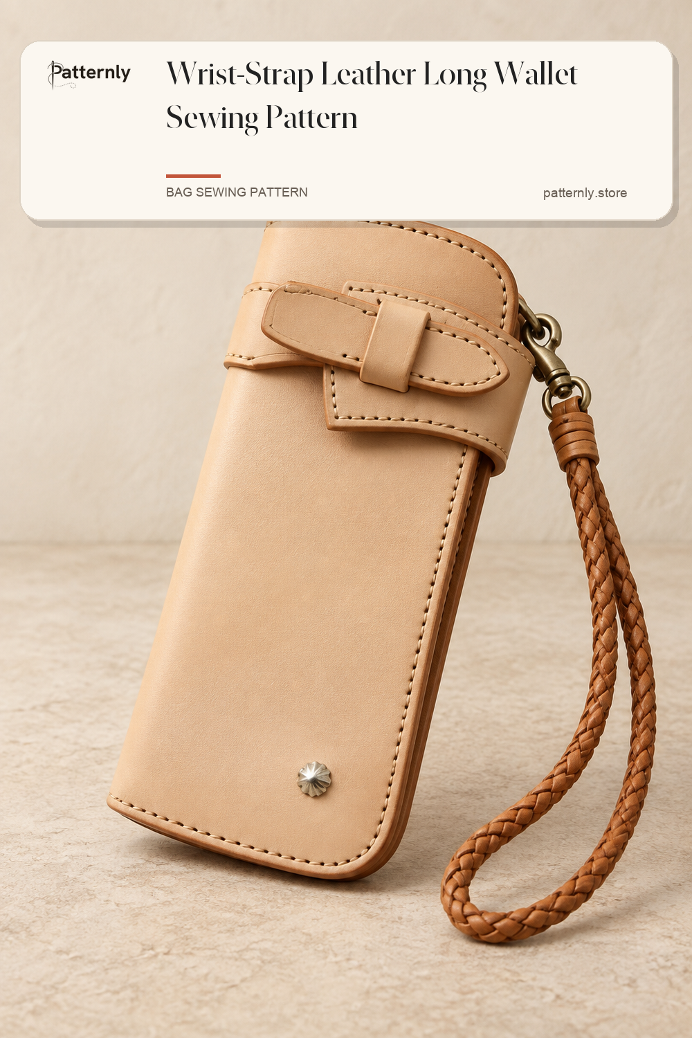 Wrist-Strap Leather Long Wallet Sewing Pattern cover